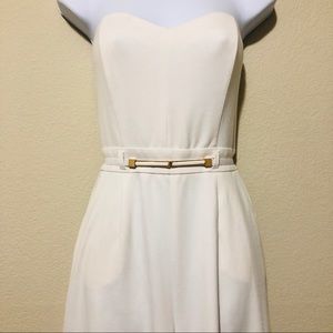 White pants jumpsuit, mid calf